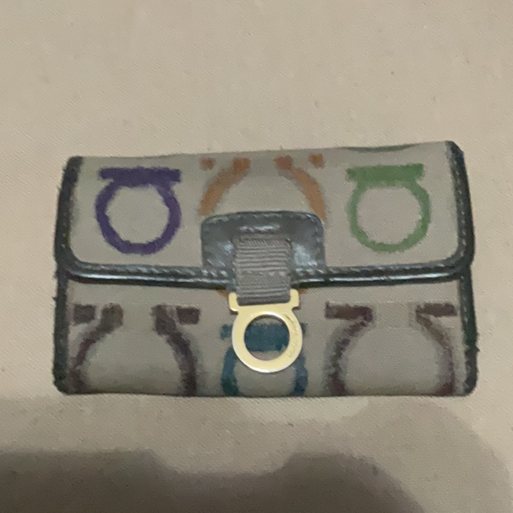 Ferragamo key clasp Multicolor Canvas  with Gold Accent
